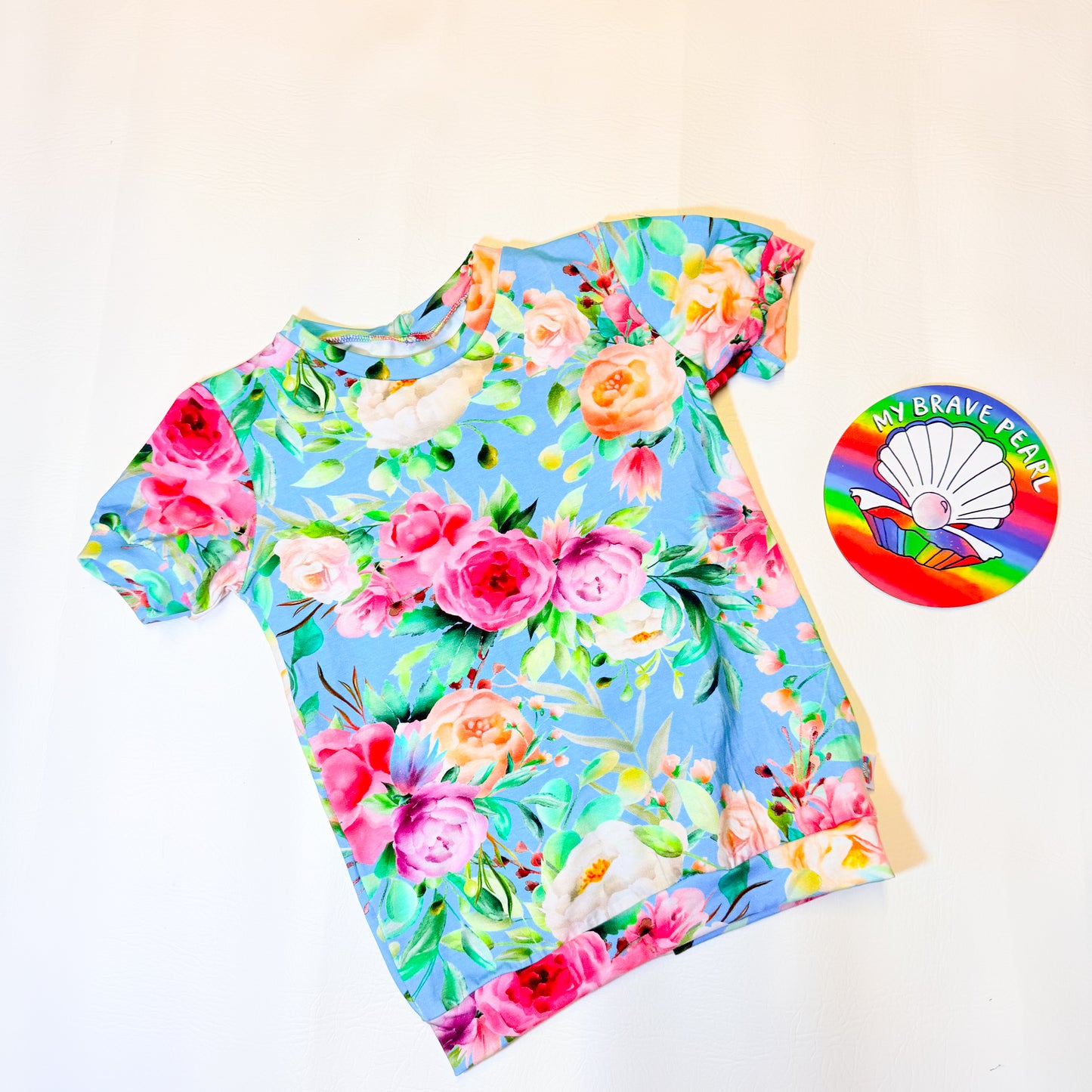 Ready To Ship 7-8Y Blue Floral Tee