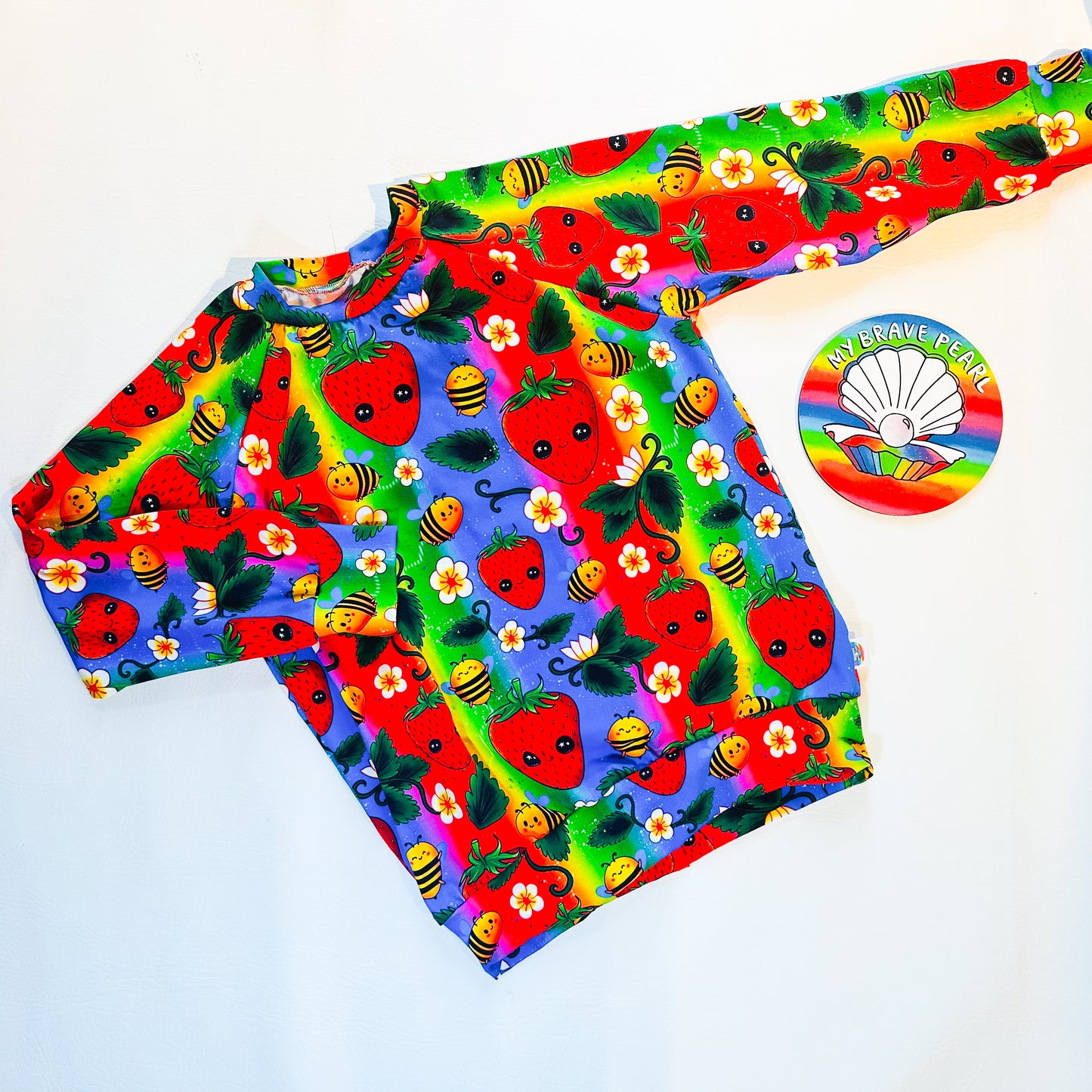 Ready To Ship 8-9Y Rainbow Strawbs Raglan Sweatshirt
