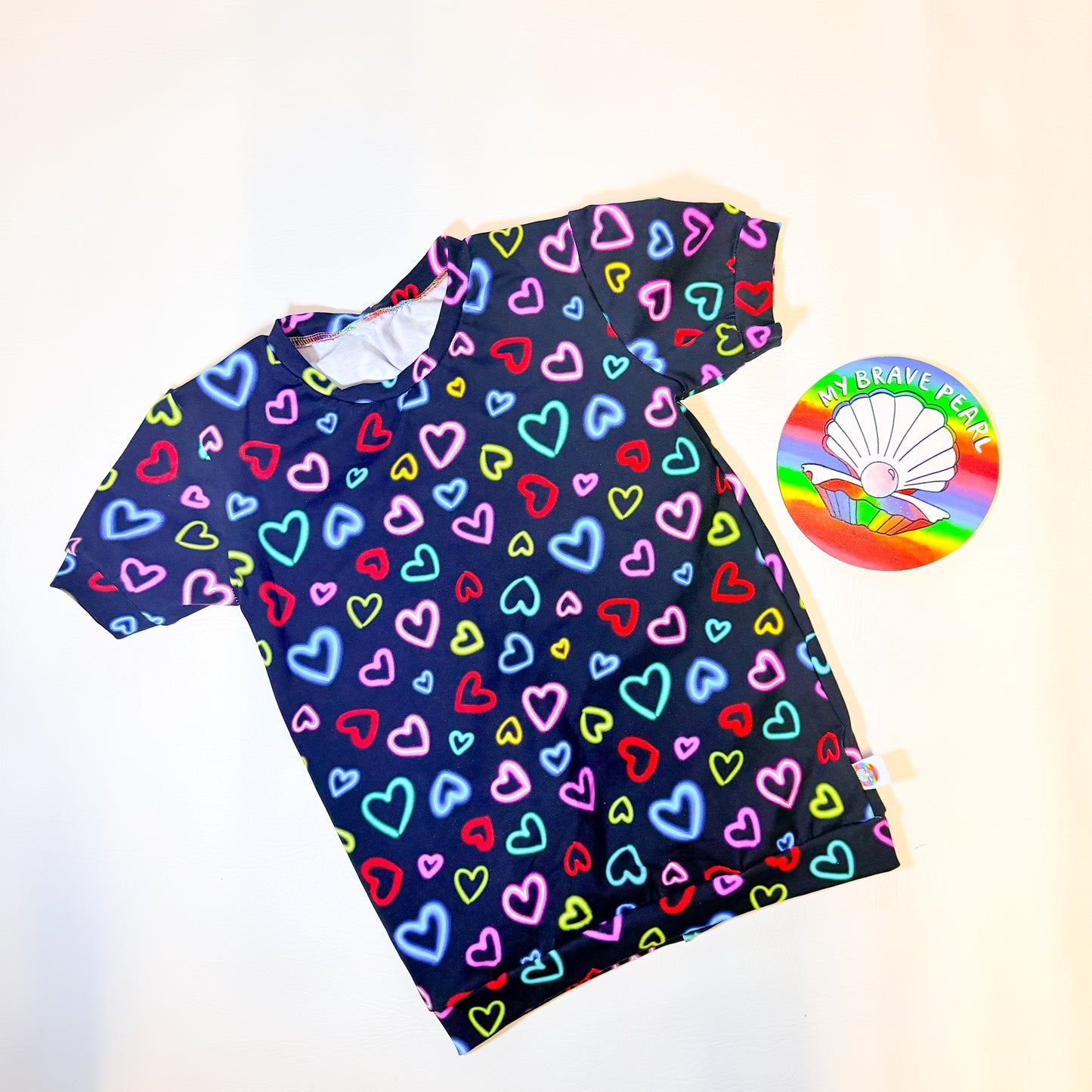 Ready To Ship 8-9Y Neon Hearts Tee