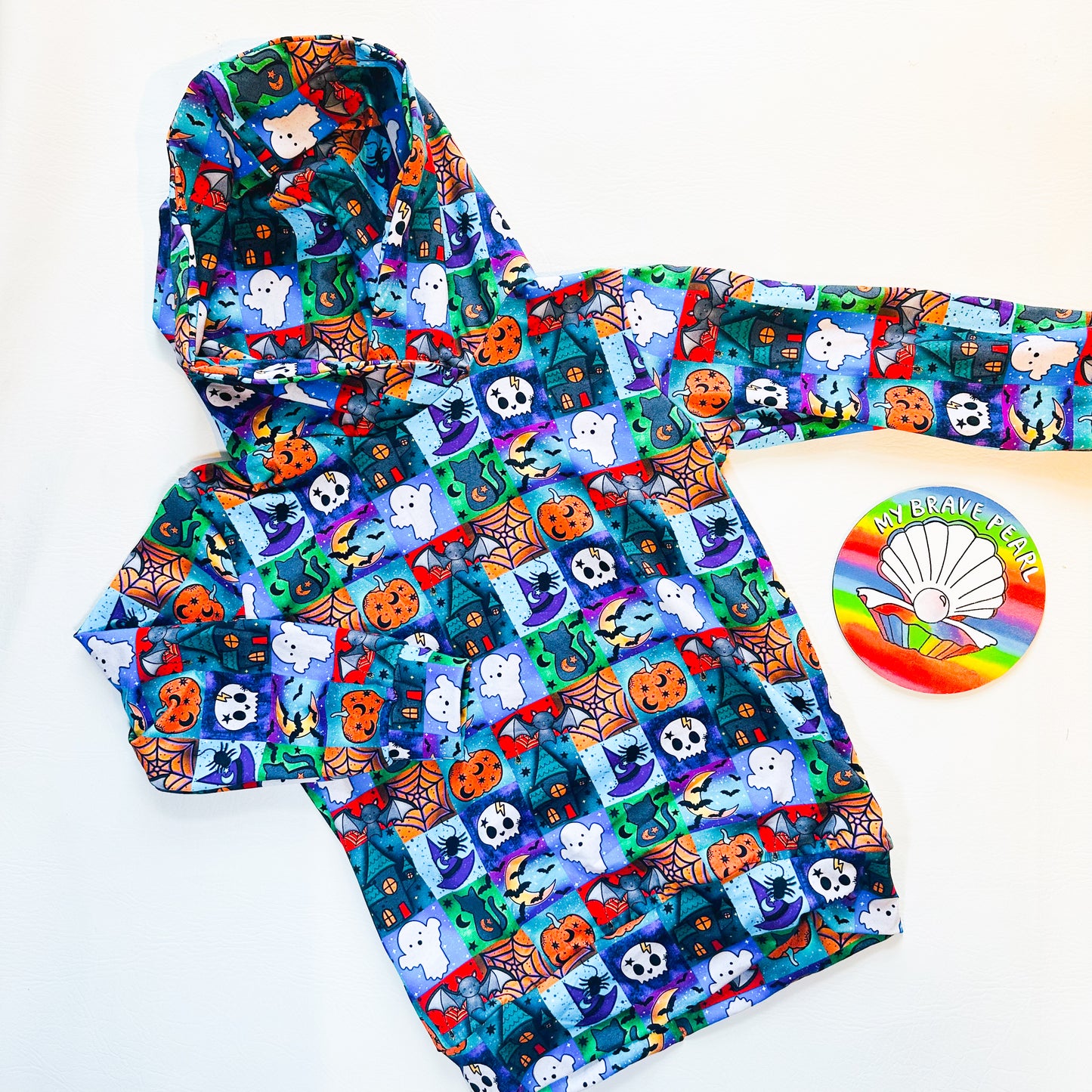 Ready To Ship 8-9Y Blue Spookwork Hoodie