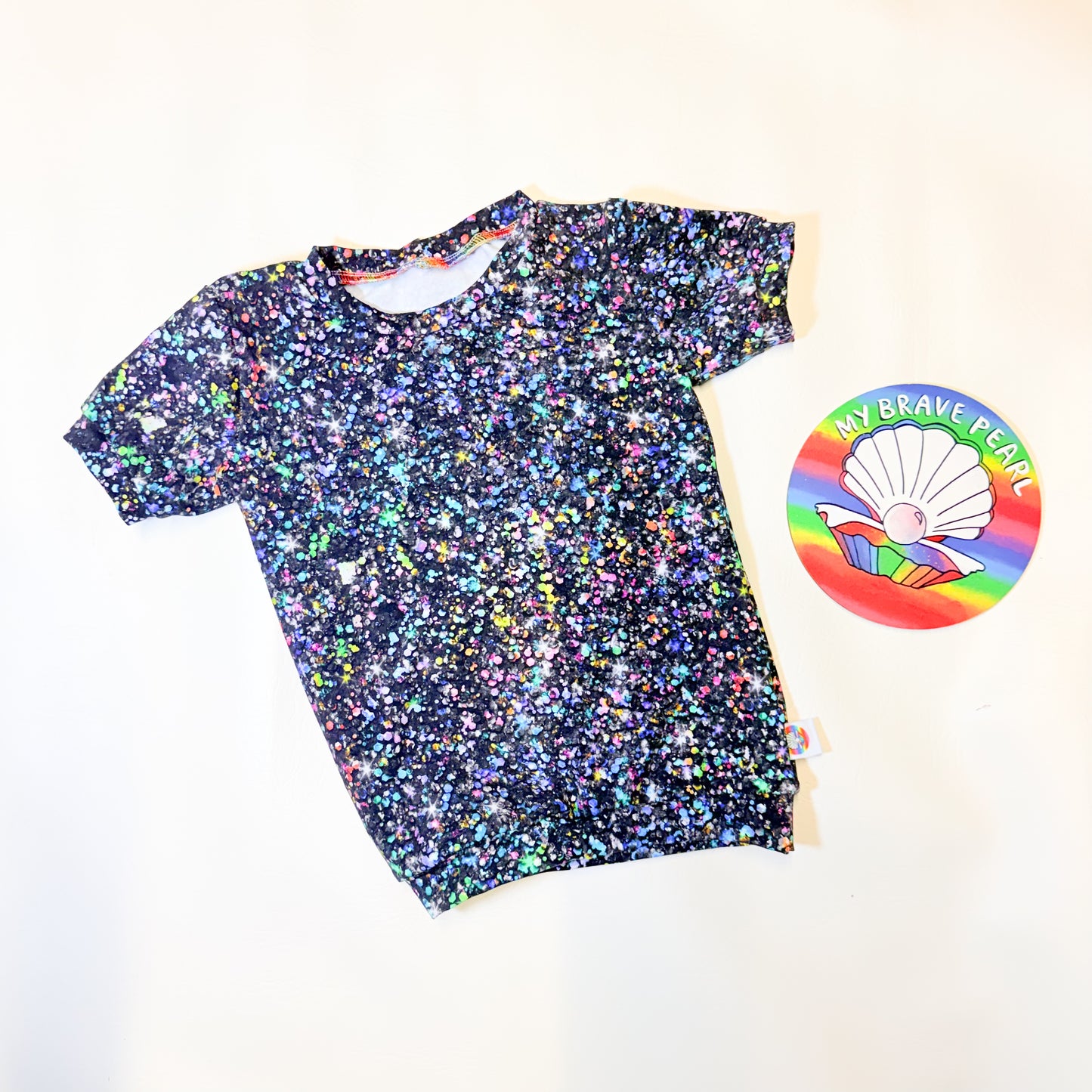 Ready To Ship Black Glitter Short Sleeve Tees