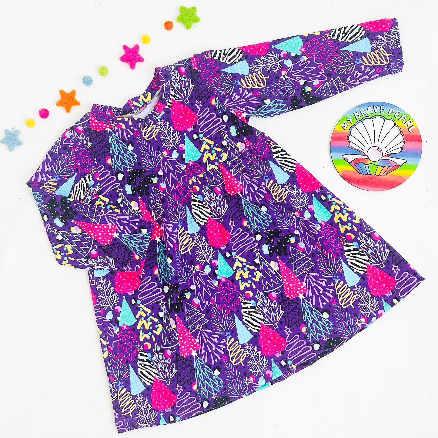 Kids Christmas Long Sleeve Dotty Dress