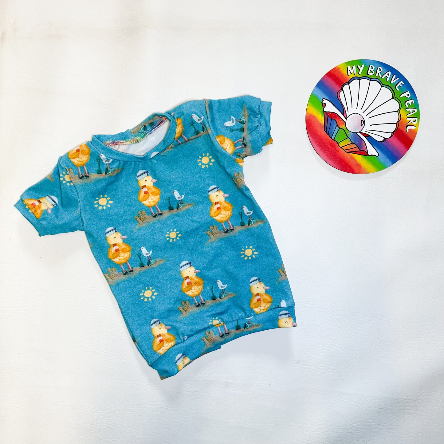 Ready To Ship 3-6M Turquoise Buddy On The Beach Short Sleeve Tees