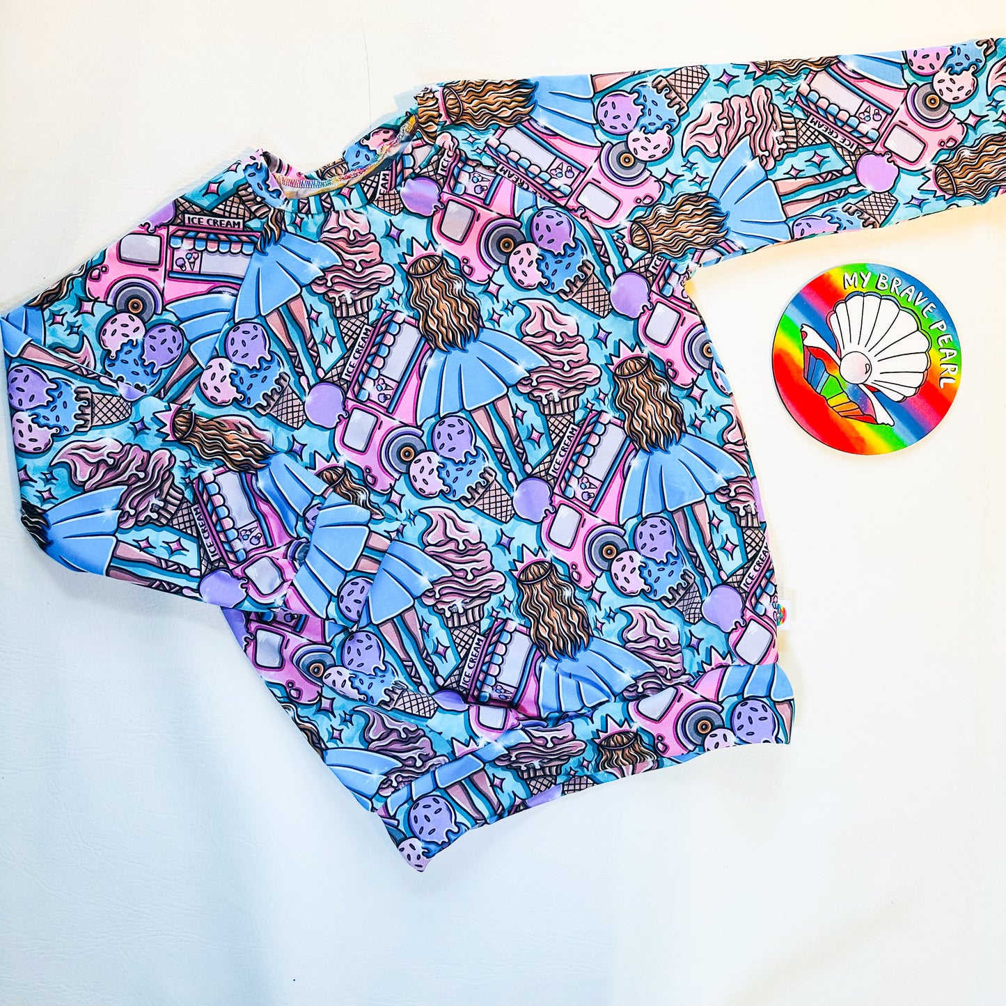 Ready To Ship 9-10Y Ice Cream Princess Raglan Sweatshirt