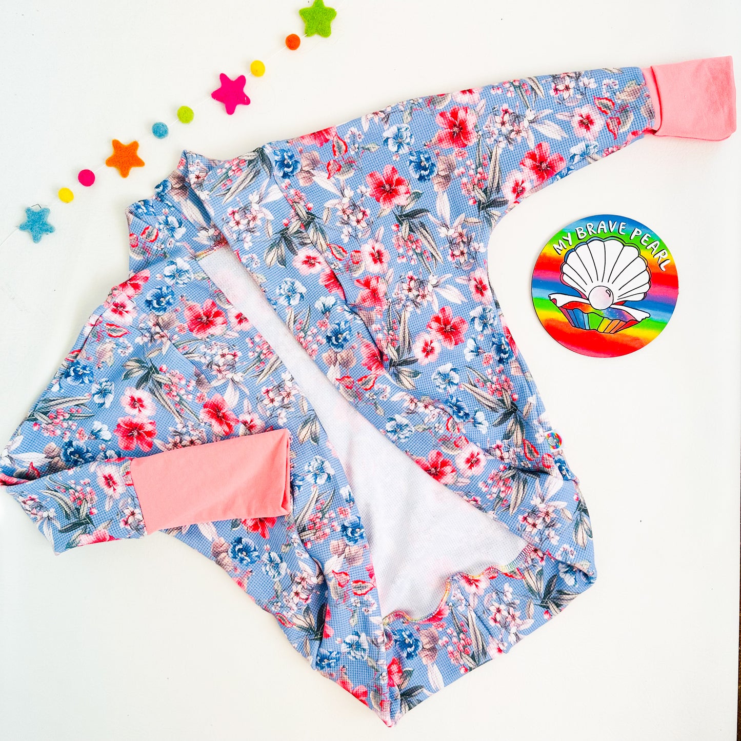Ready To Ship Kids Cornflower Waffle Grow-With-Me Cocoon Cardigan