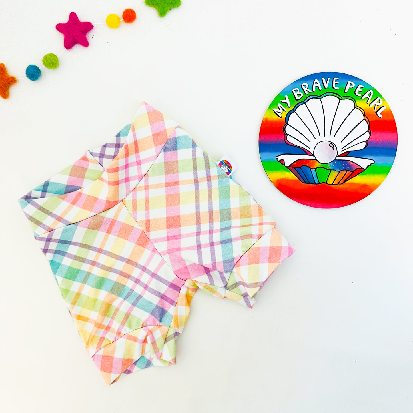 Ready To Ship 3-6M Pastel Gingham Knee Jogger Shorts