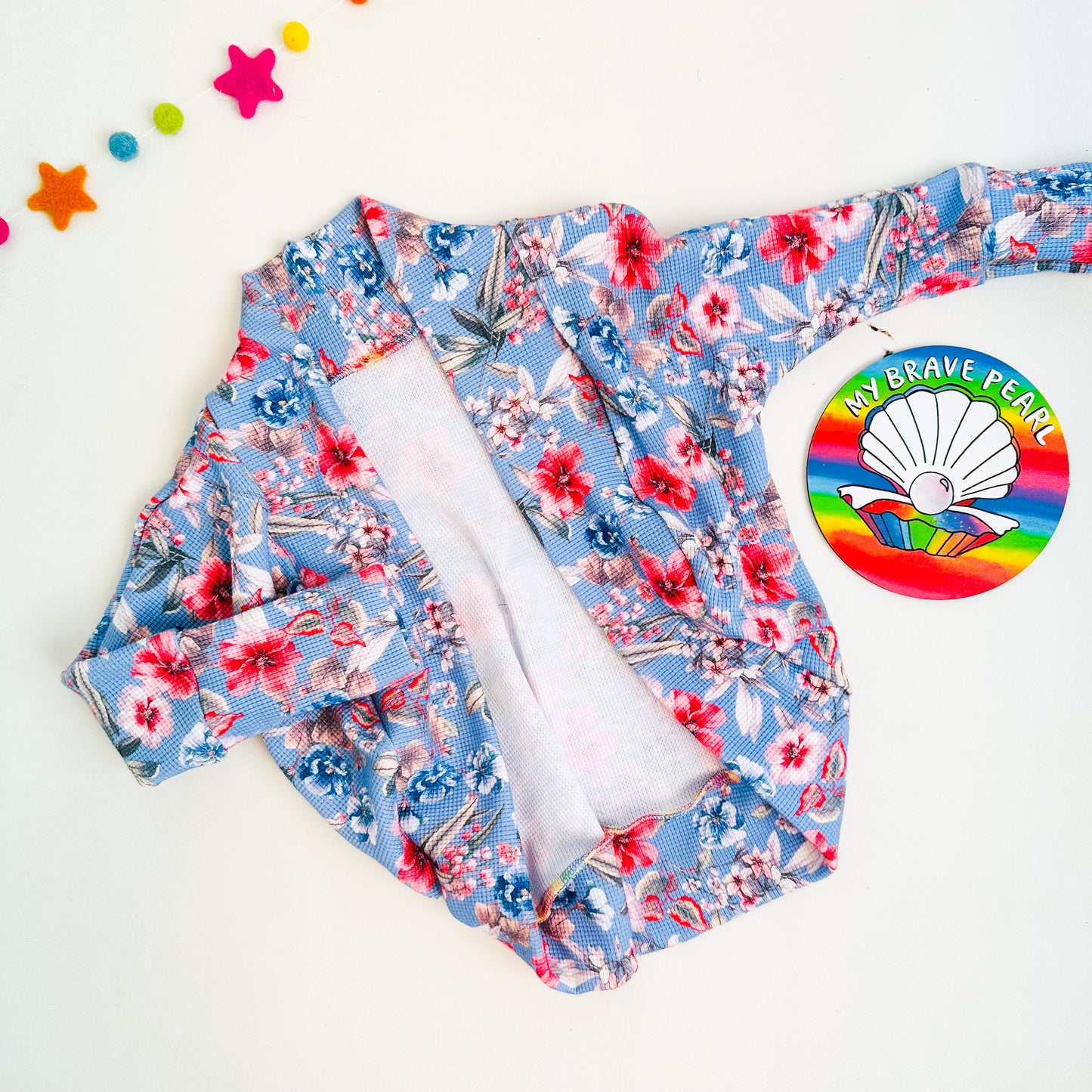 Ready To Ship Kids Cornflower Waffle Grow-With-Me Cocoon Cardigan