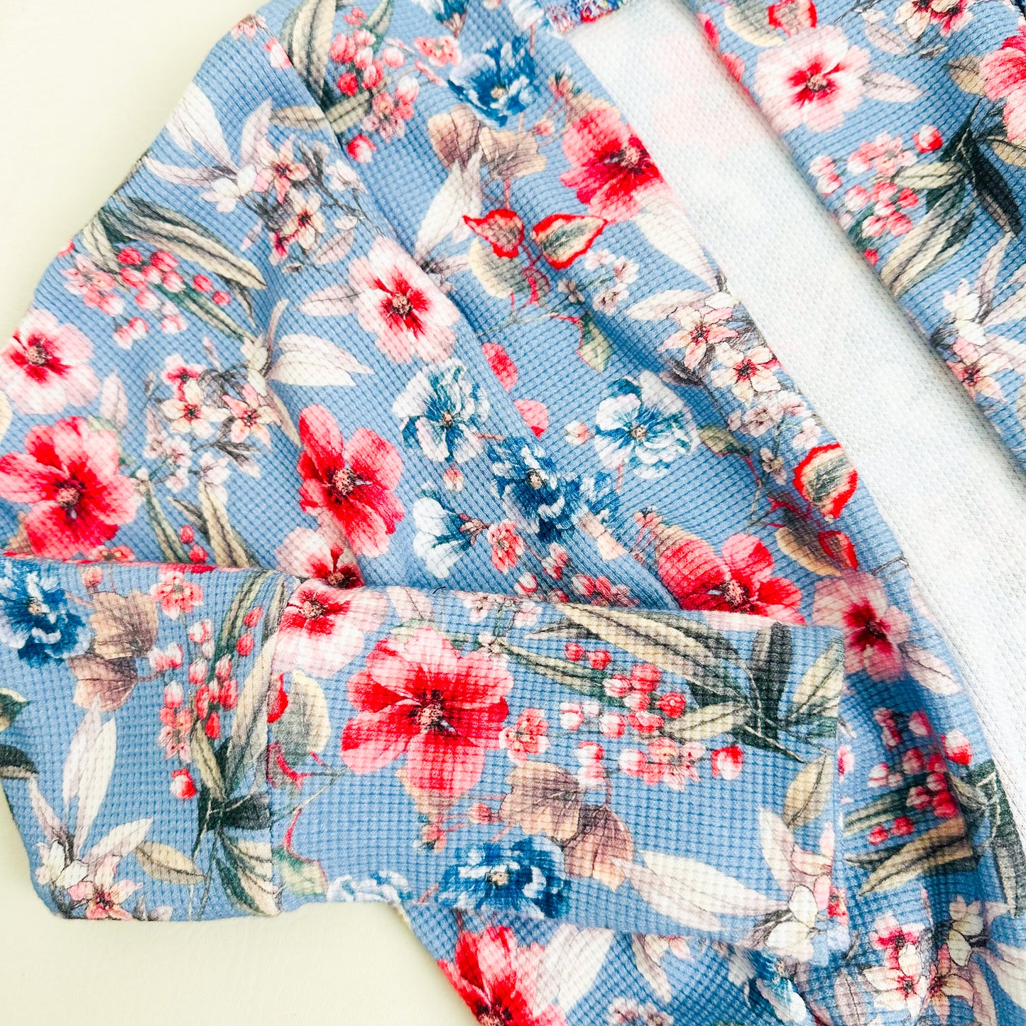 Ready To Ship Kids Cornflower Waffle Grow-With-Me Cocoon Cardigan