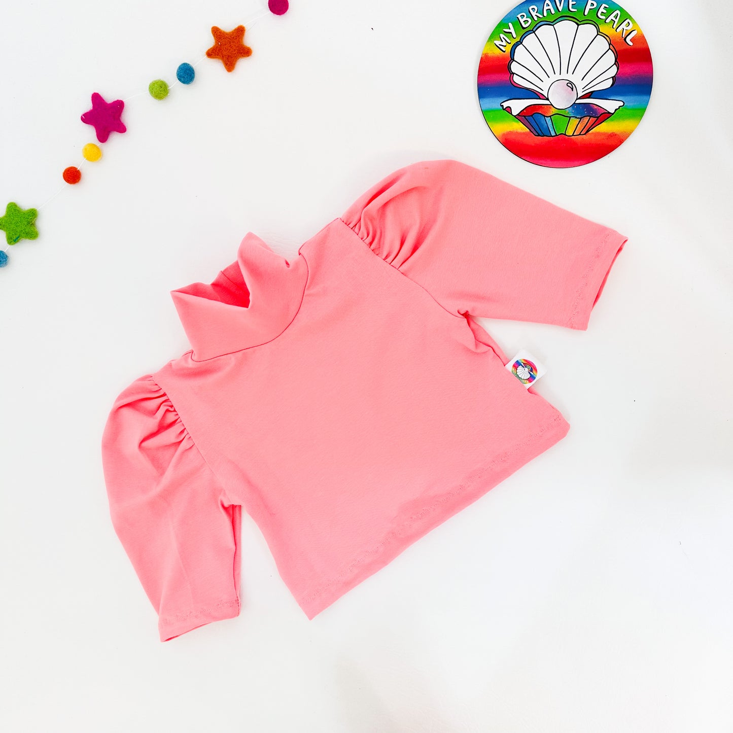 Kids Mock Neck Ruched Sleeve Crop