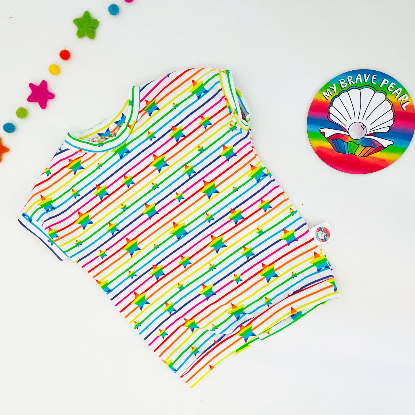 Ready To Ship Rainbow Star Stripe Dolman Tees