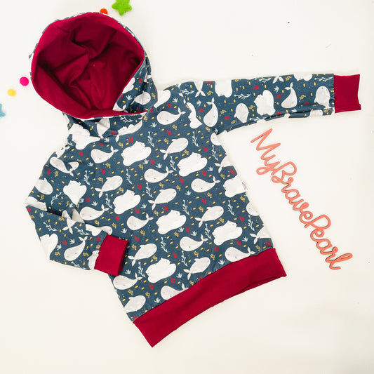 Ready To Ship 3-4Y Polar Seas/Burgundy Hoodies