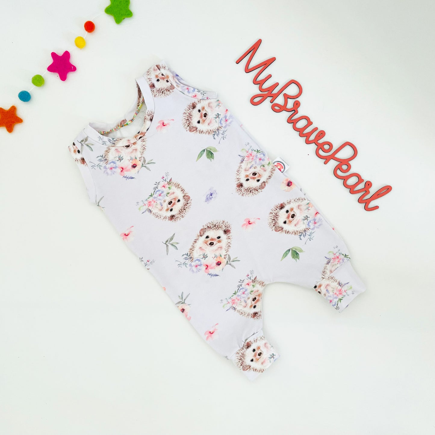 Ready To Ship 3-6M Hedgehog Pull On Rompers