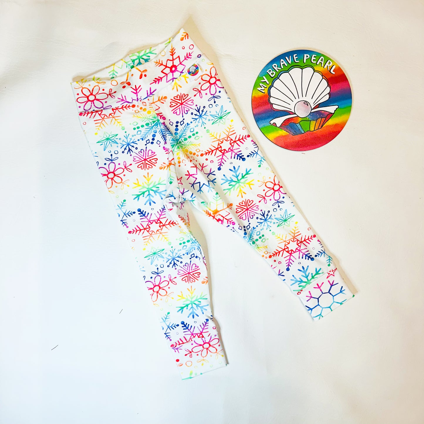 Ready To Ship 1-2Y Rainbow Snowflakes Christmas Leggings