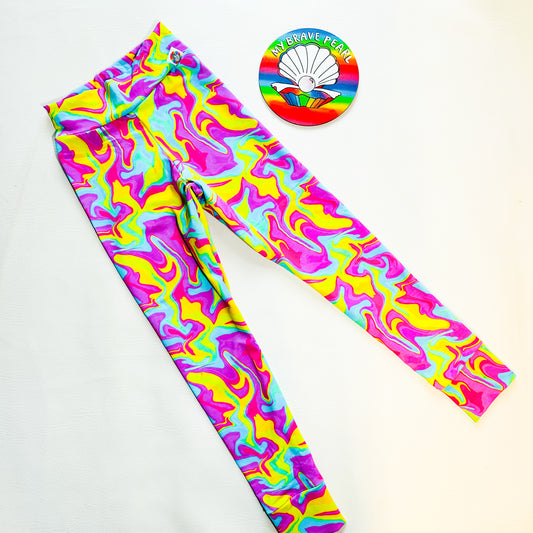 Ready To Ship 7-8Y Neon Marble Leggings