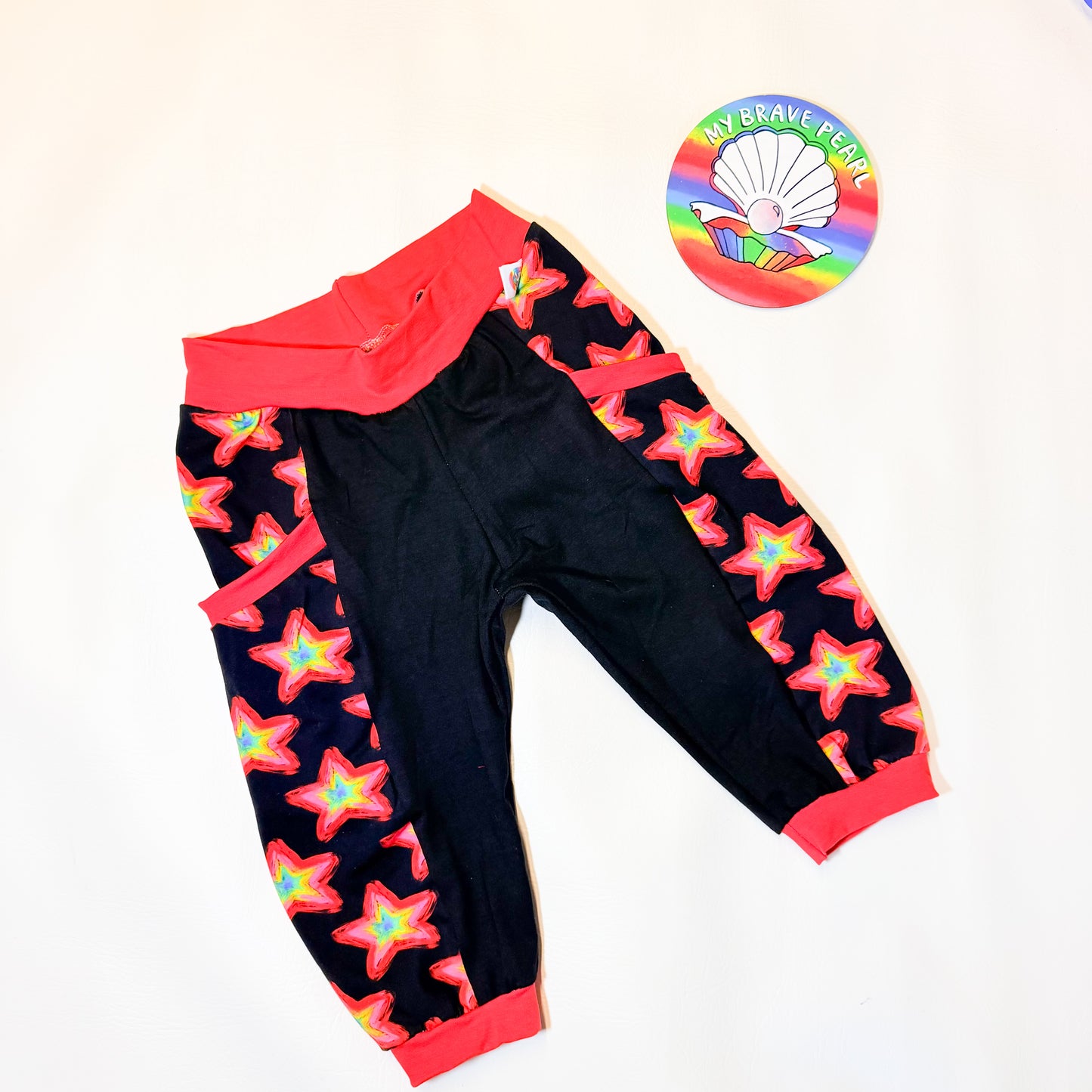Ready To Ship 8-10Y Painted Stars Pocket Jogger Capri Shorts