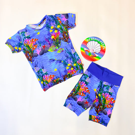 Ready To Ship 3-4Y Sealife Shortie Lounge Set