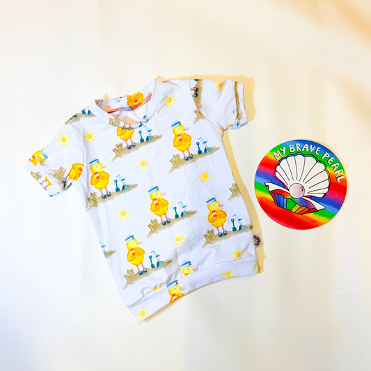 Ready To Ship 6-12M White Buddy On The Beach Short Sleeve Tees
