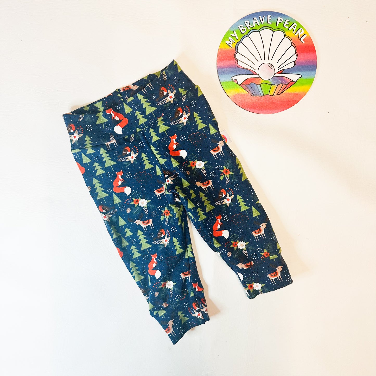 Ready To Ship 6-12M Navy Woodland Christmas Joggers