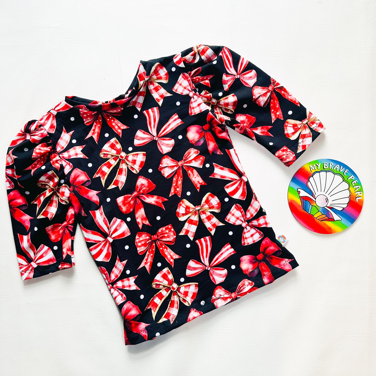 Kids Mock Neck Ruched Sleeve Top