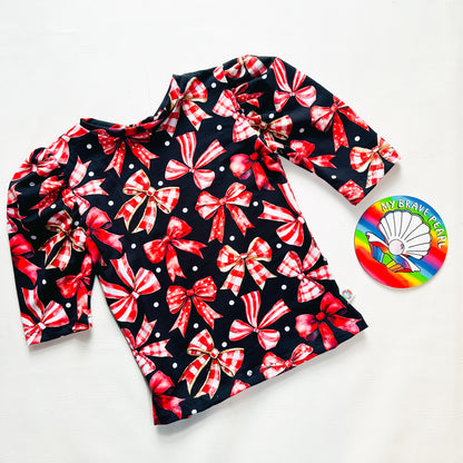 Kids Mock Neck Ruched Sleeve Top