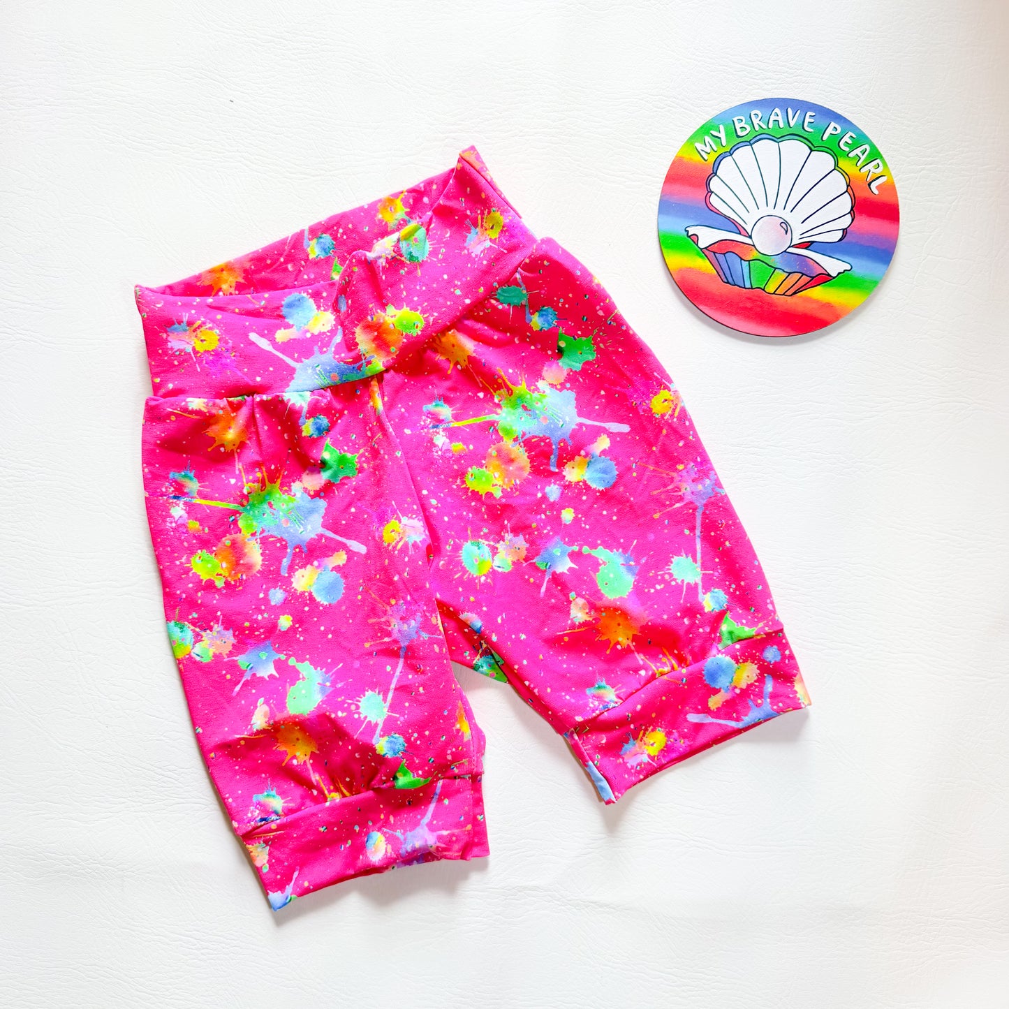 Ready To Ship 8-9Y Pink Splats Jogger Shorts