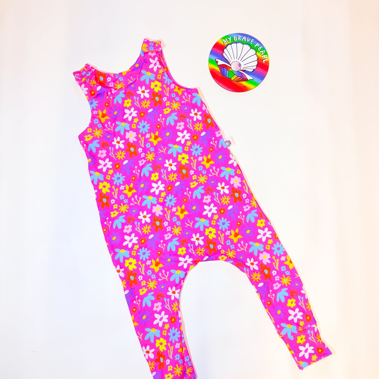 Ready To Ship 2-3Y Pink Floral Harem Romper
