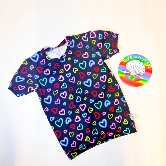 Ready To Ship 8-9Y Neon Hearts Tee