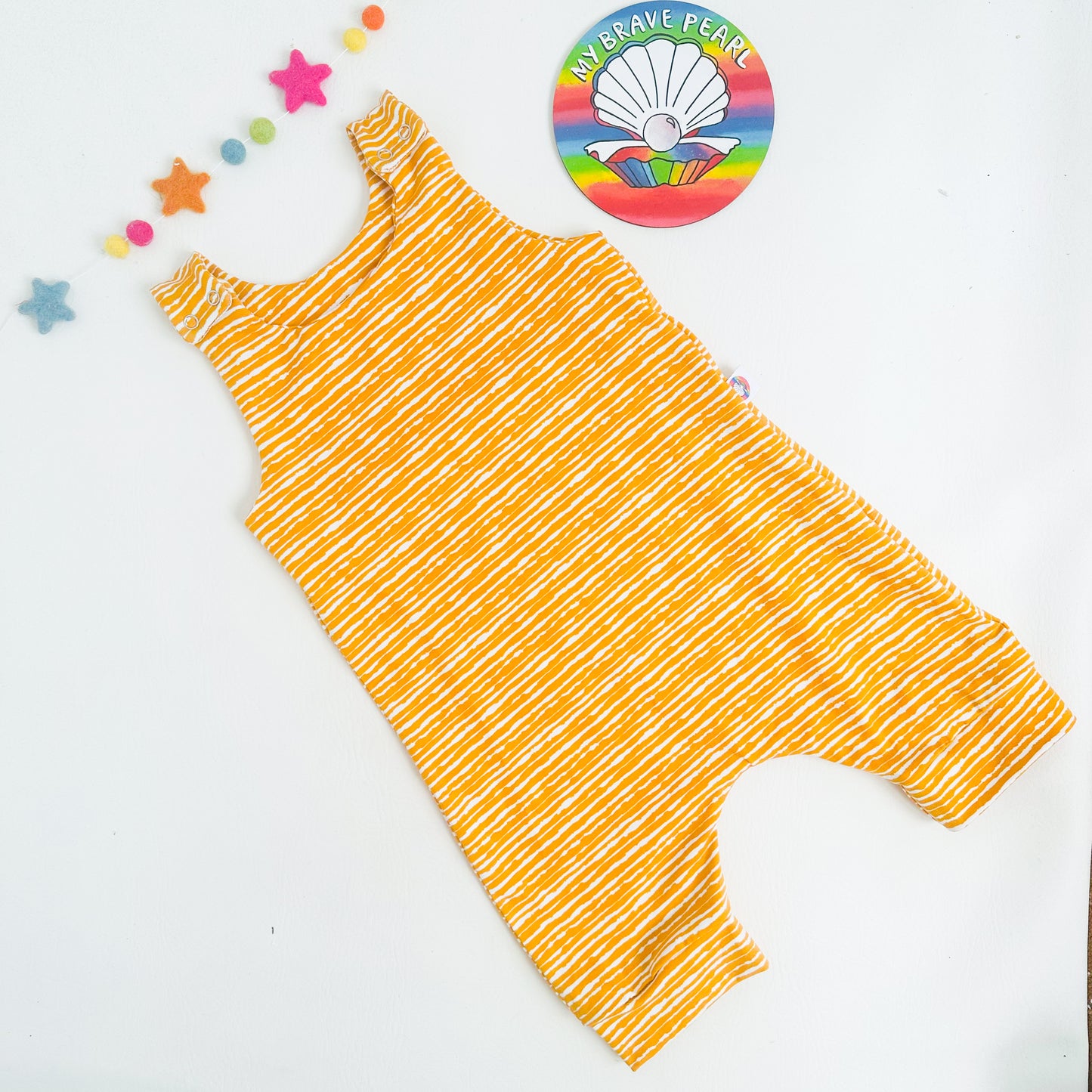 Ready To Ship Yellow Stripe Shortie Rompers