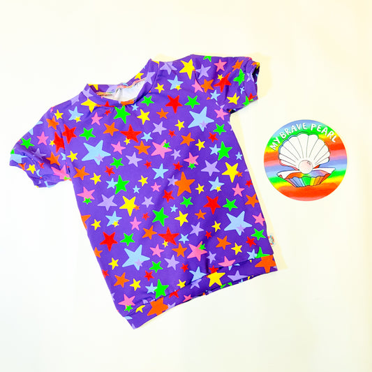 Ready To Ship 4-5Y Purple Stars Tee