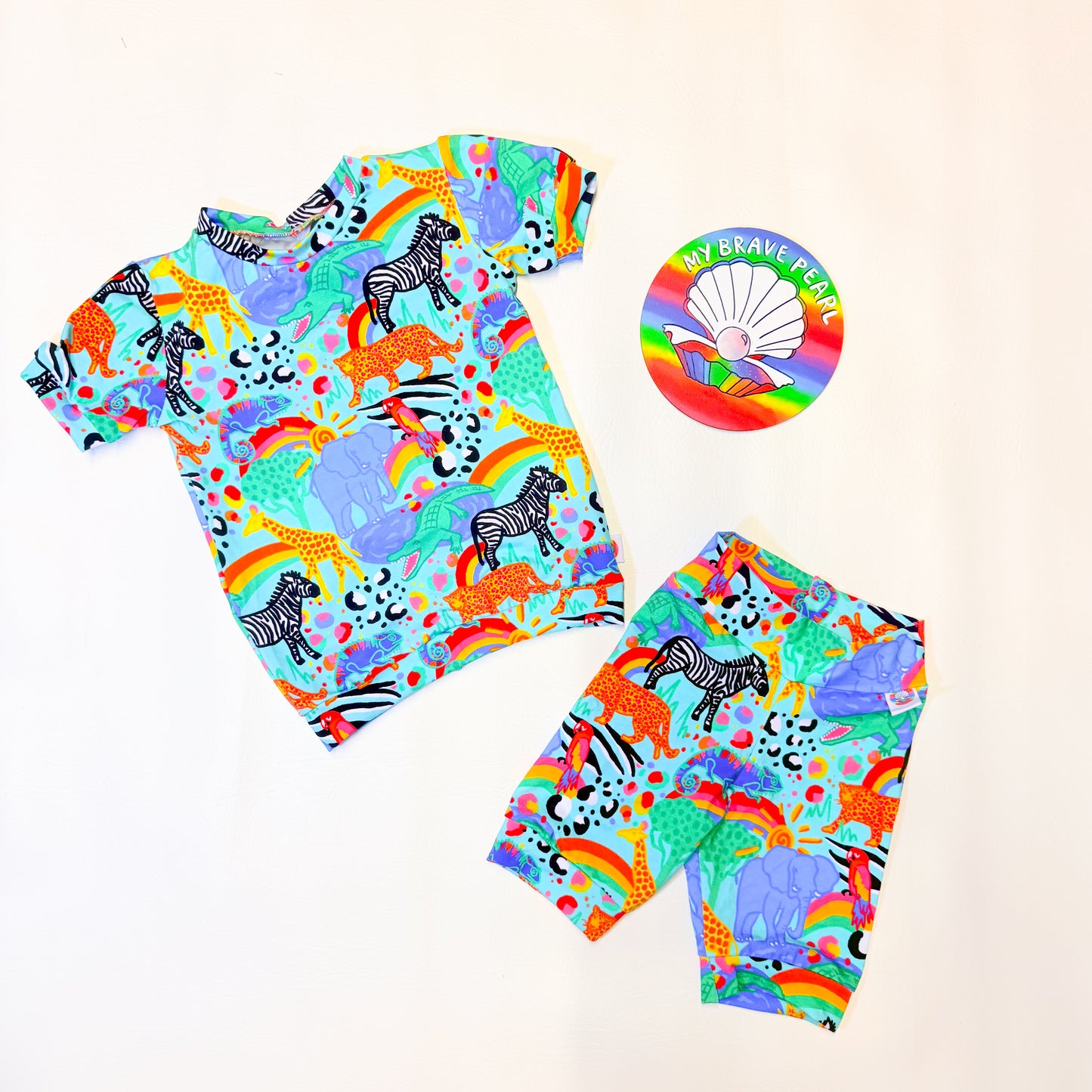 Ready To Ship 2-3Y Kids Mint Wildlands Shortie Lounge Set