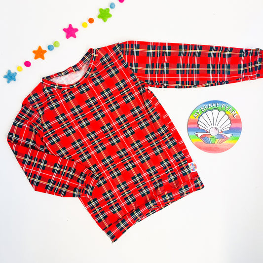 Ready To Ship 7-8Y Red Tartan Christmas Sweatshirt