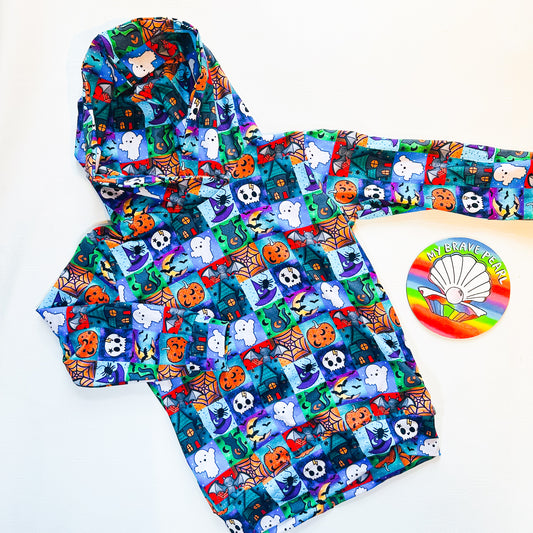Ready To Ship 8-9Y Blue Spookwork Hoodie
