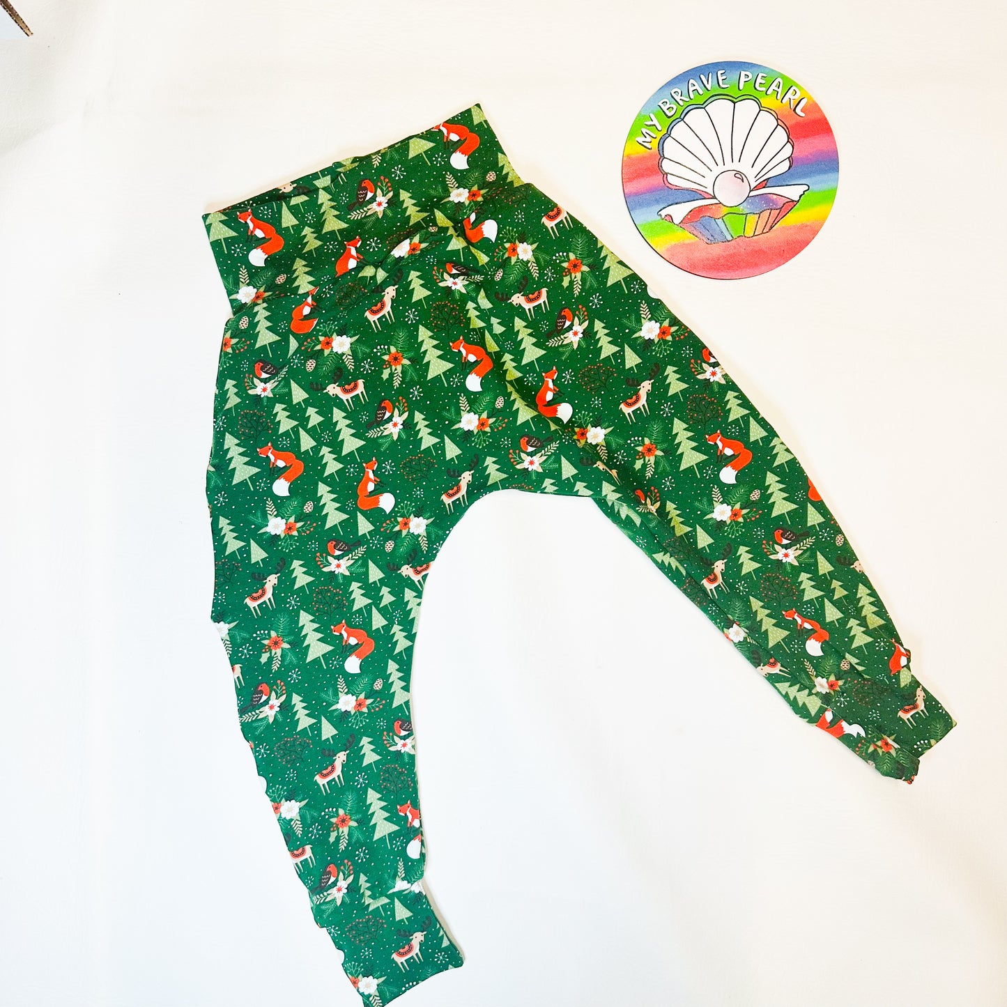 Ready To Ship 2-3Y Green Woodland Christmas Harems