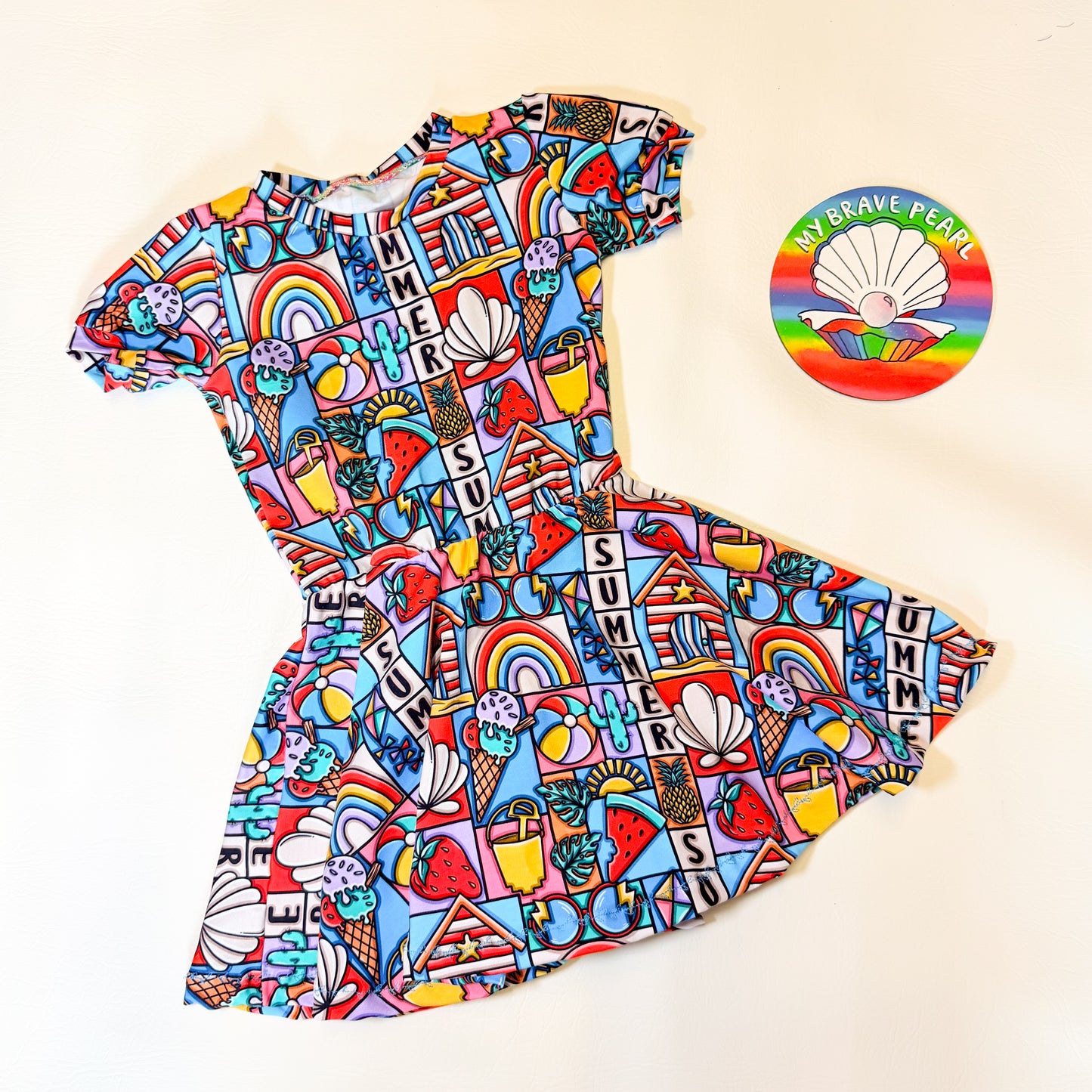 Ready To Ship 3-4Y Summer Patchwork  Skater Dress