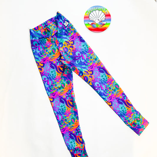Ready To Ship 8-9Y Peacock Leopard Leggings