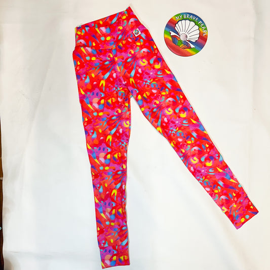 Ready To Ship 9-10Y Orange Leopard Leggings