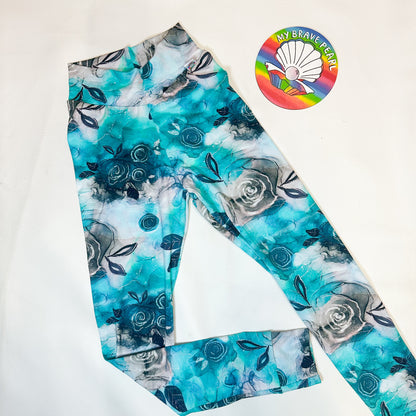 Ready To Ship 12-13Y Inky Blue Roses Leggings