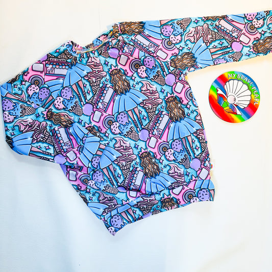 Ready To Ship 9-10Y Ice Cream Princess Raglan Sweatshirt