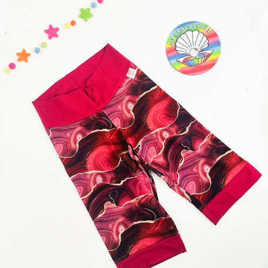 Ready To Ship M Adult Burgundy Marble Cycling Shorts