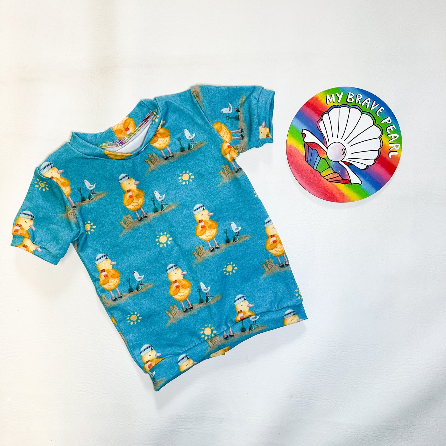 Ready To Ship 6-12M Turquoise Buddy On The Beach Short Sleeve Tees