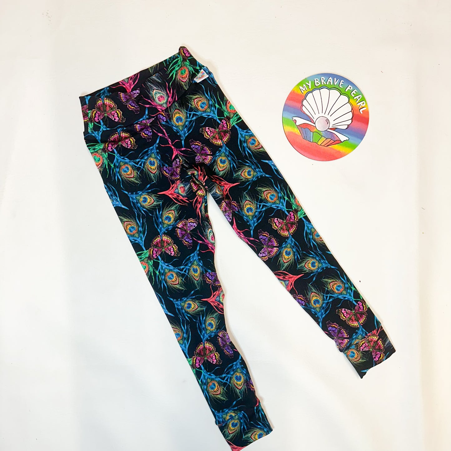 Ready To Ship 5-6Y Peacock Feather Leggings