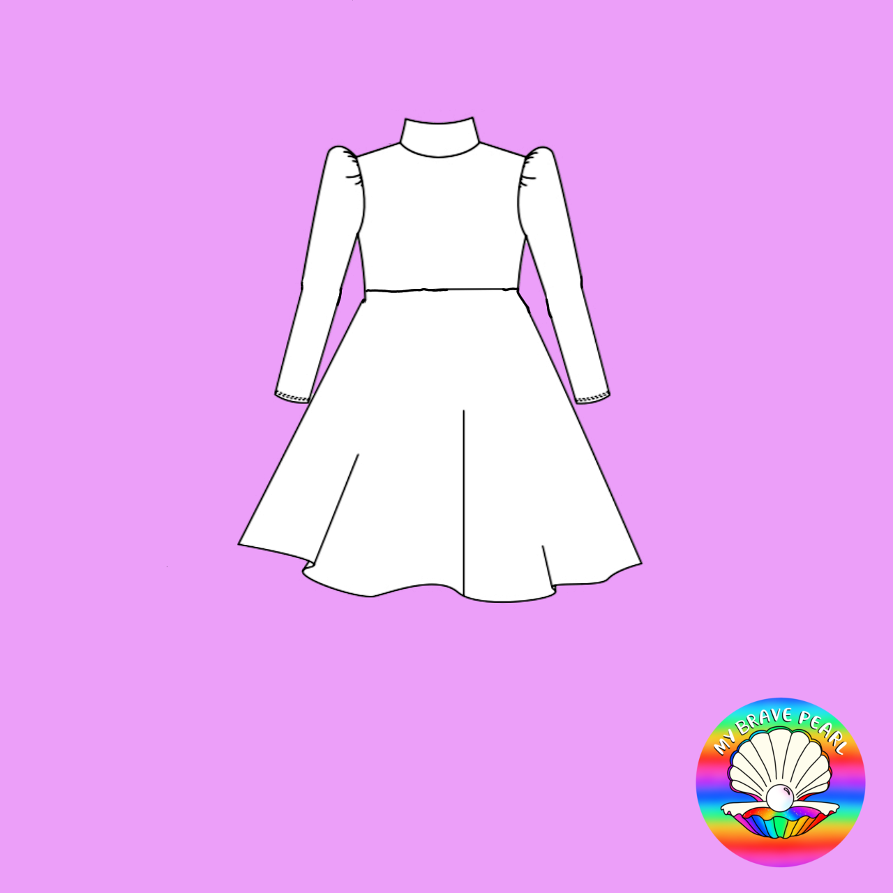 Kids Preorder Mock Neck Ruched Sleeve Dress