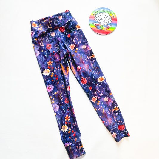 Ready To Ship 7-8Y Purple Wildflowers Leggings