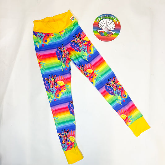 Ready To Ship 8-9Y Rainbow Giraffe Leggings