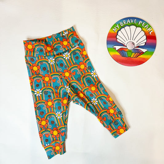 Ready To Ship 0-3M Retro Rainbow Leggings