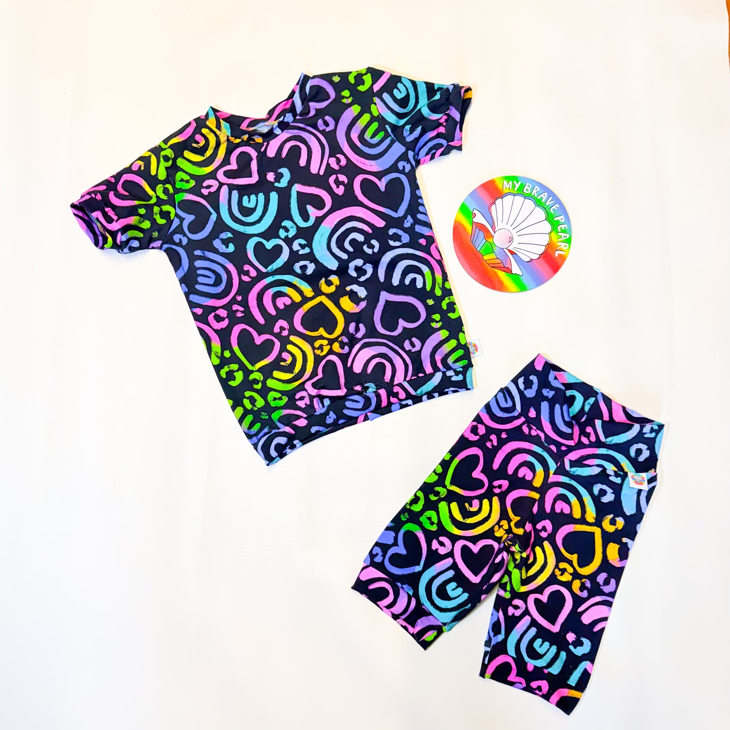 Ready To Ship 5-6Y Tie Dye Hearts Shortie Lounge Set