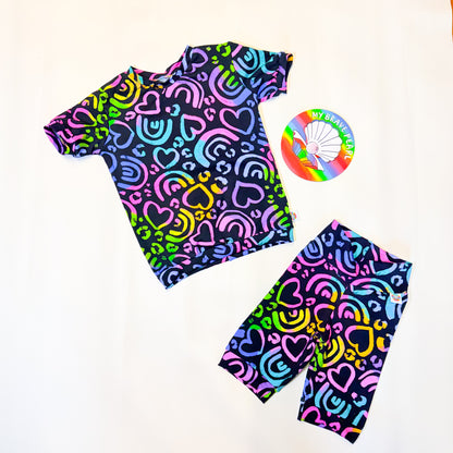 Ready To Ship 5-6Y Tie Dye Hearts Shortie Lounge Set