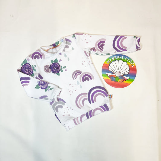 Ready To Ship 1-2Y Purple Roses Long Sleeve Tees