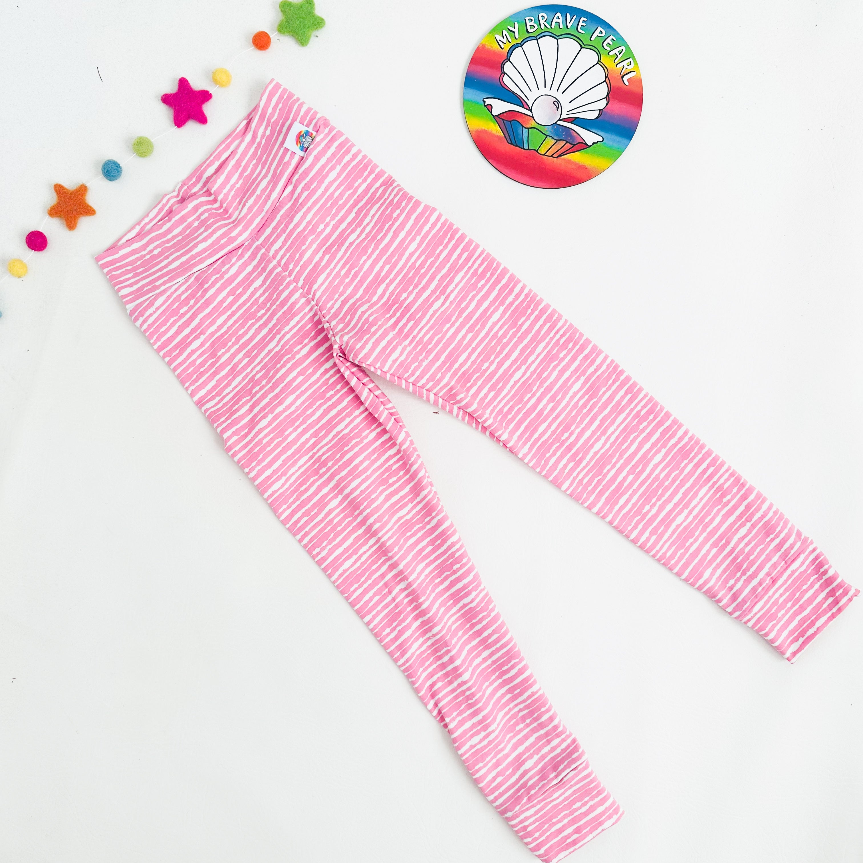 Pink striped leggings best sale