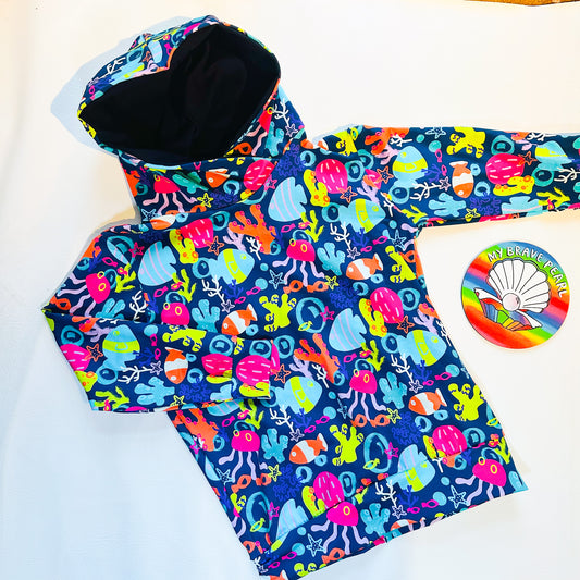 Ready To Ship 9-10Y Navy Fish Hoodie